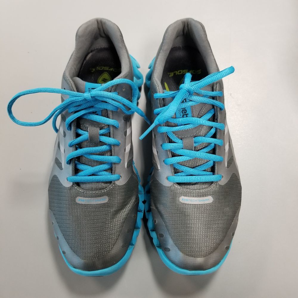 Reebok ZigTech Shark Running Shoes Grey Blue 7.5